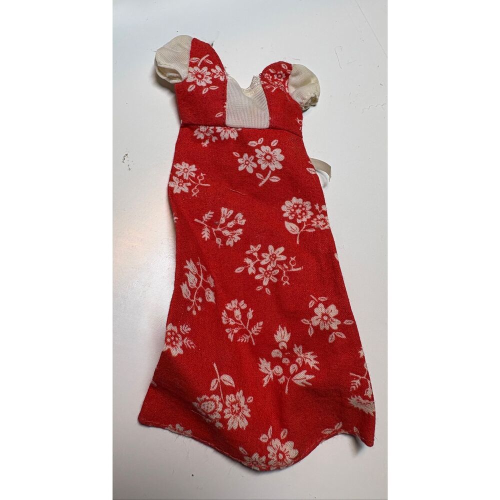 Vintage Barbie Skipper Dress Best Buy Clothes Doll Outfit 7218 Red Calico